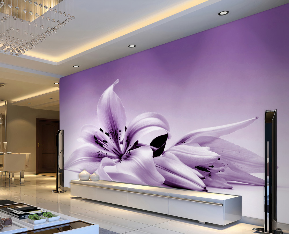 Fototapeta samotna fioletowa miękka lilia