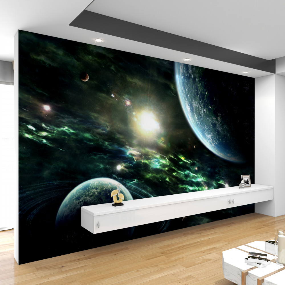 Fototapeta jasny błysk w pobliżu planet