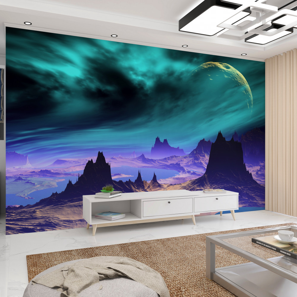 Fototapeta futurystyczne góry z nieznanej planety