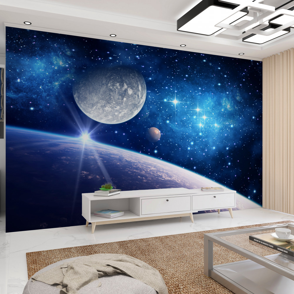 Fototapeta powierzchnia ziemi na tle księżyca