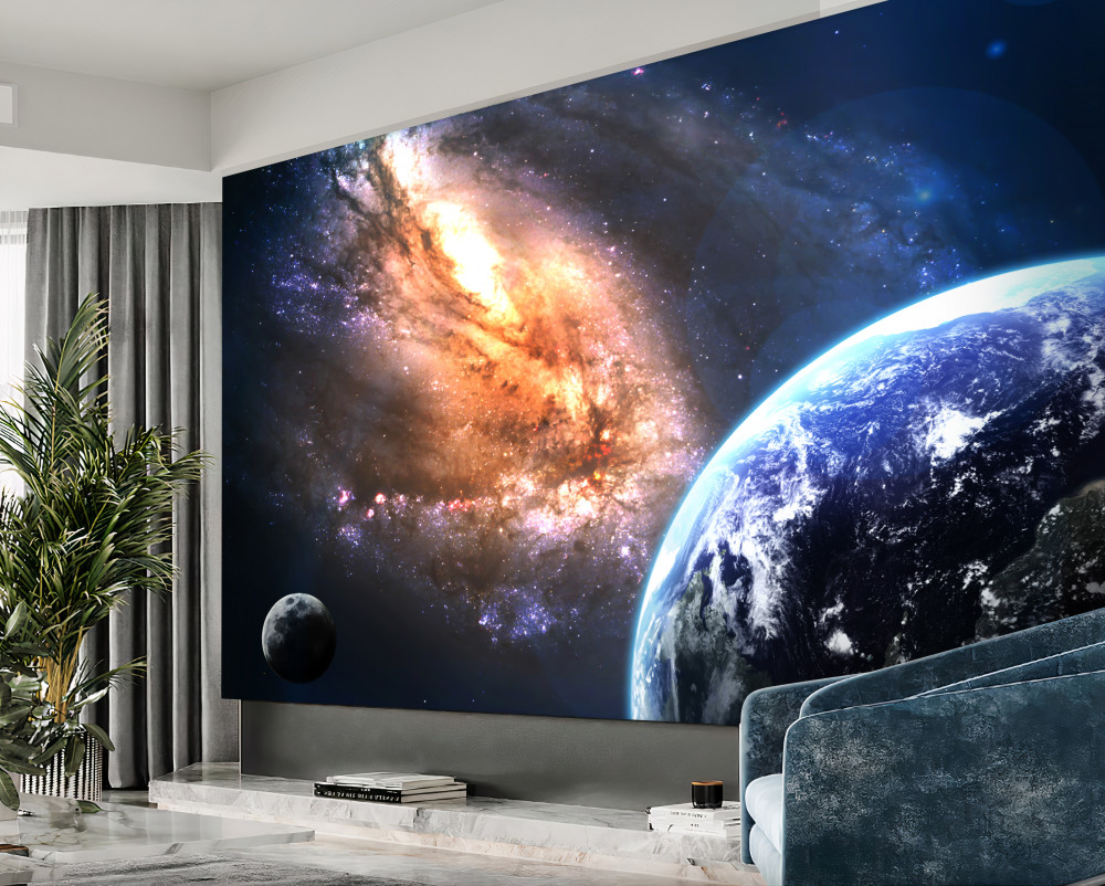 Fototapeta Ziemski księżyc i nowa galaktyka