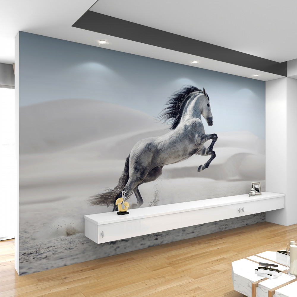 Fototapeta skok potężnego konia na pustyni