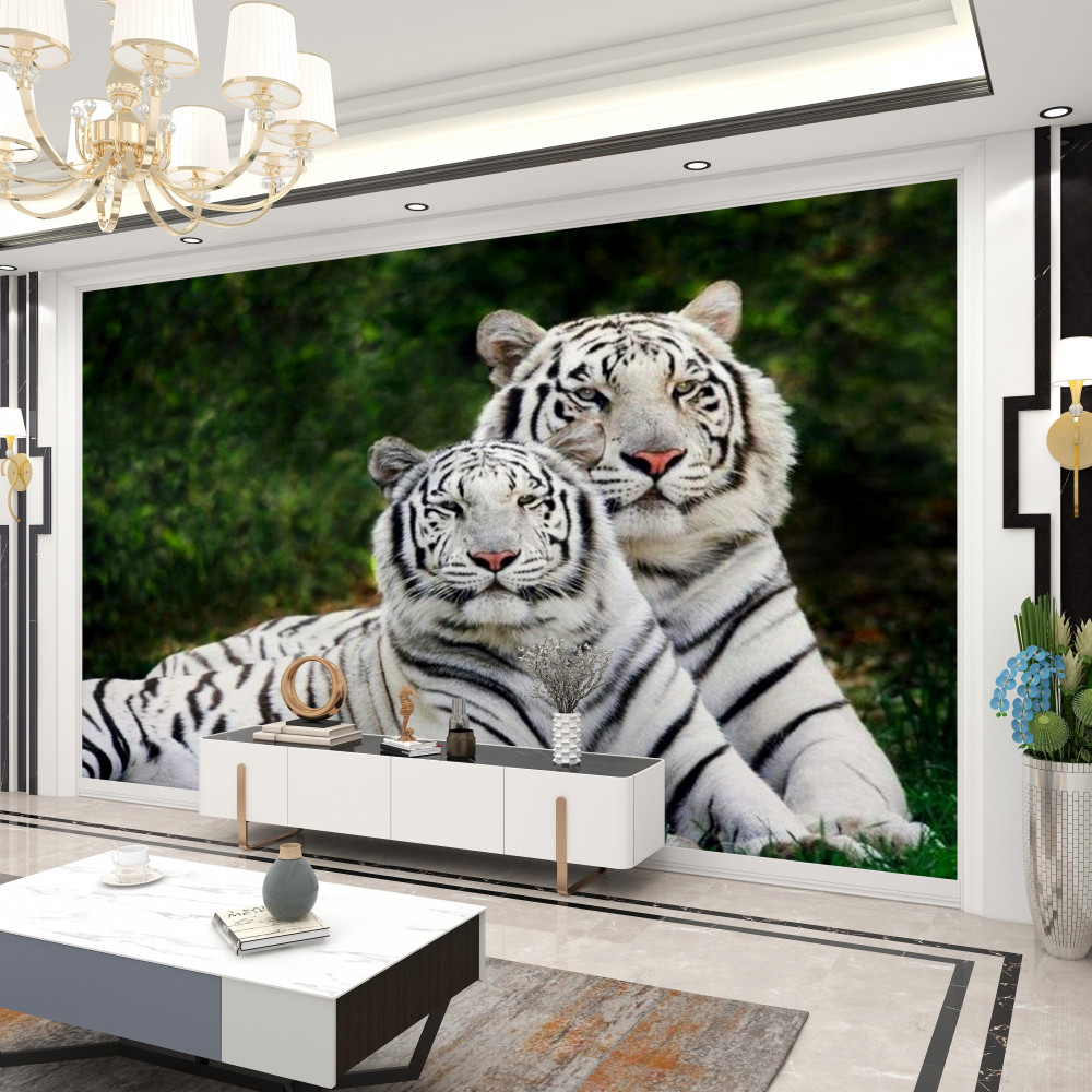 Fototapeta para rodziny białych tygrysów w lesie