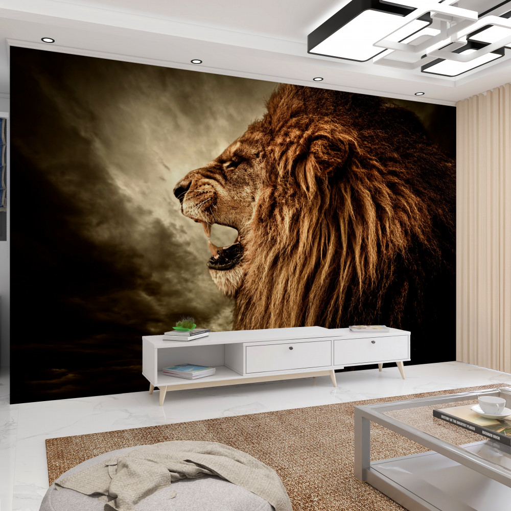 Fototapeta agresywny ryk lwa