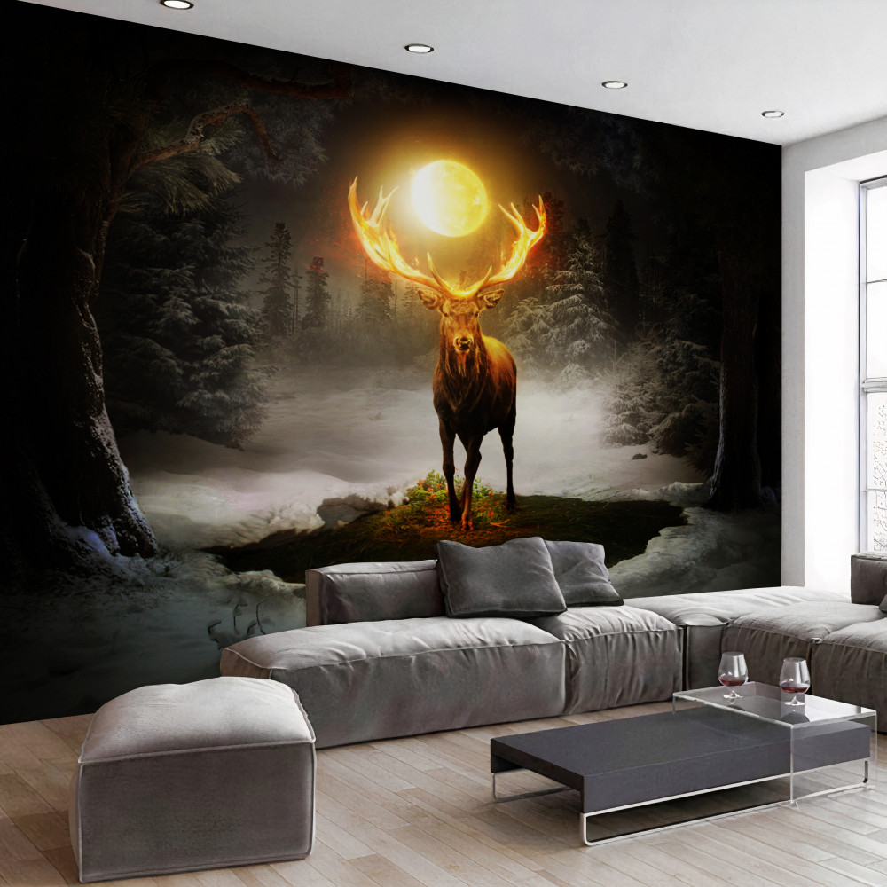 Fototapeta mistyczny jeleń i złoty księżyc