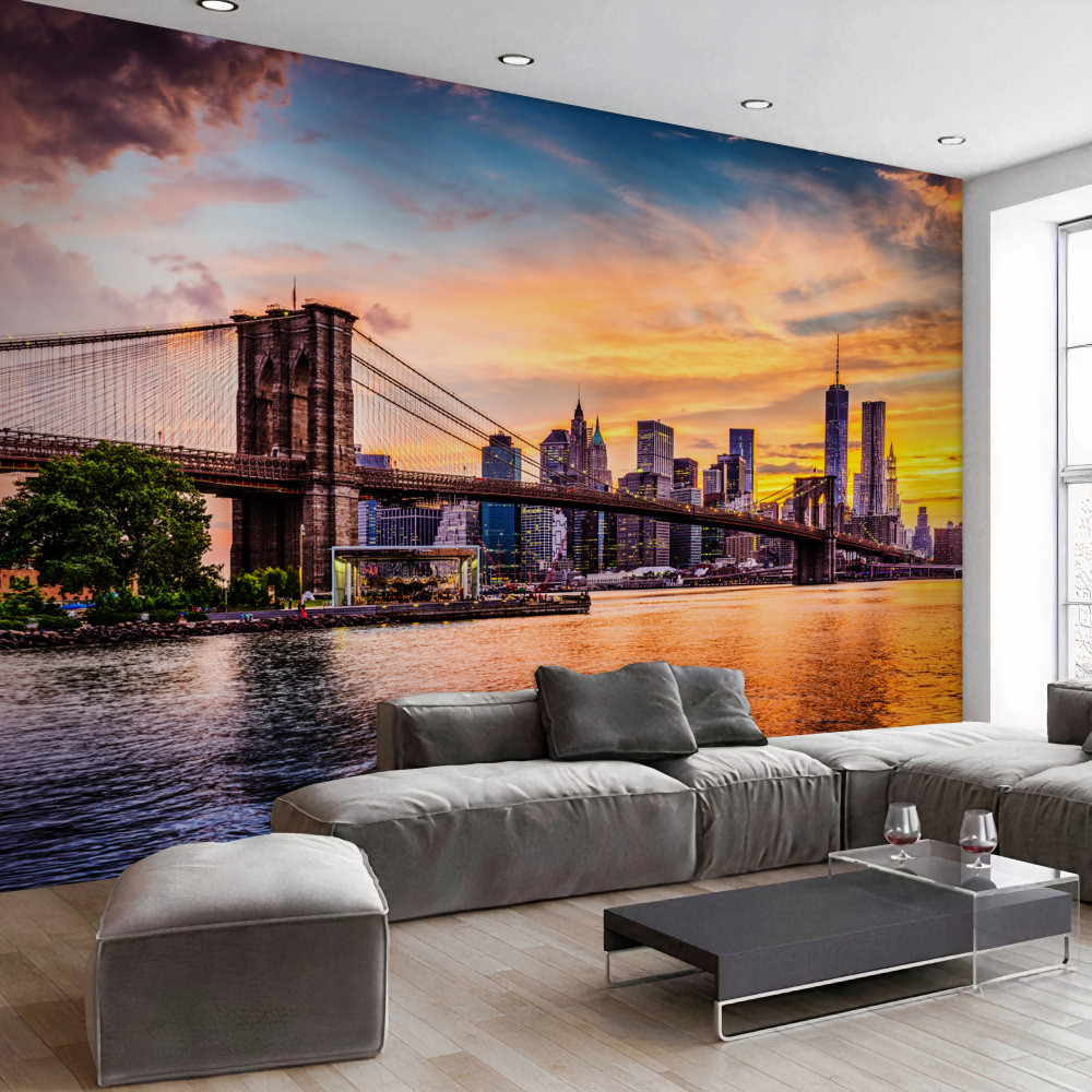 Fototapeta wschód słońca nad mostem brooklińskim