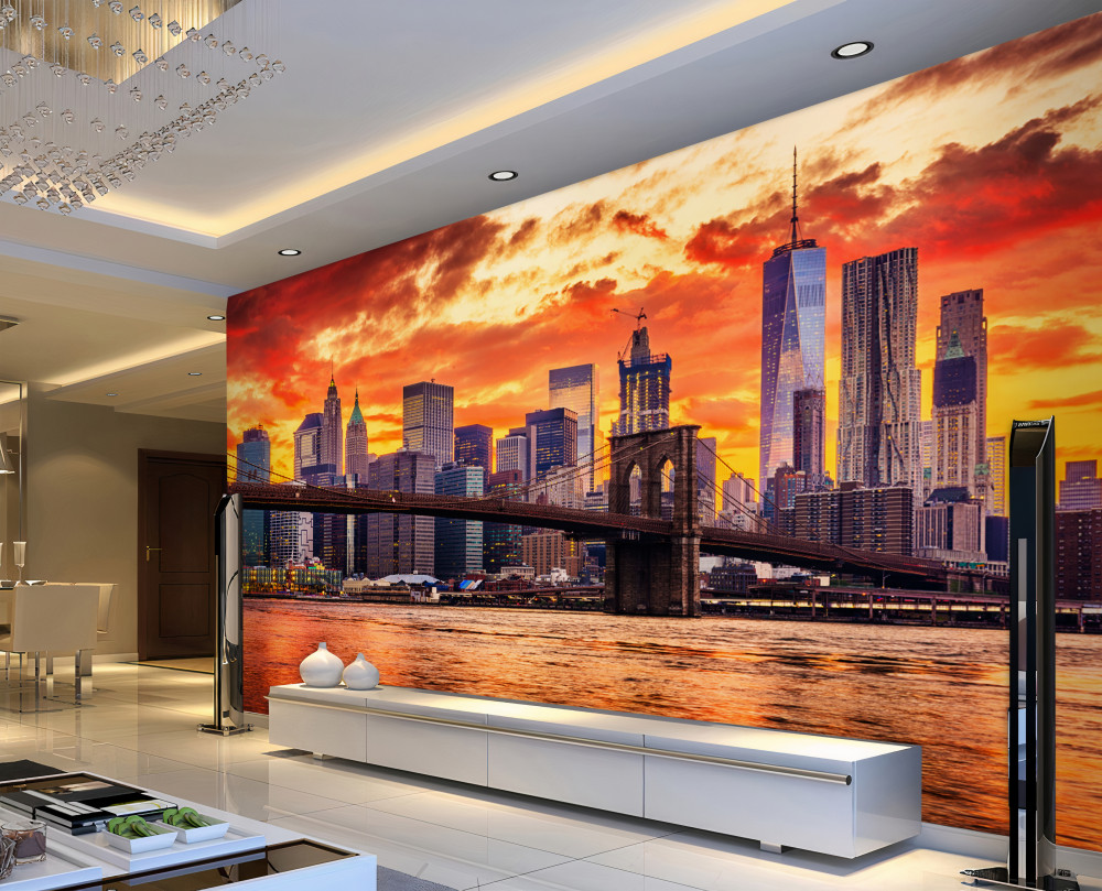 Fototapeta zachód słońca z chmurami nad Nowym Jorkiem