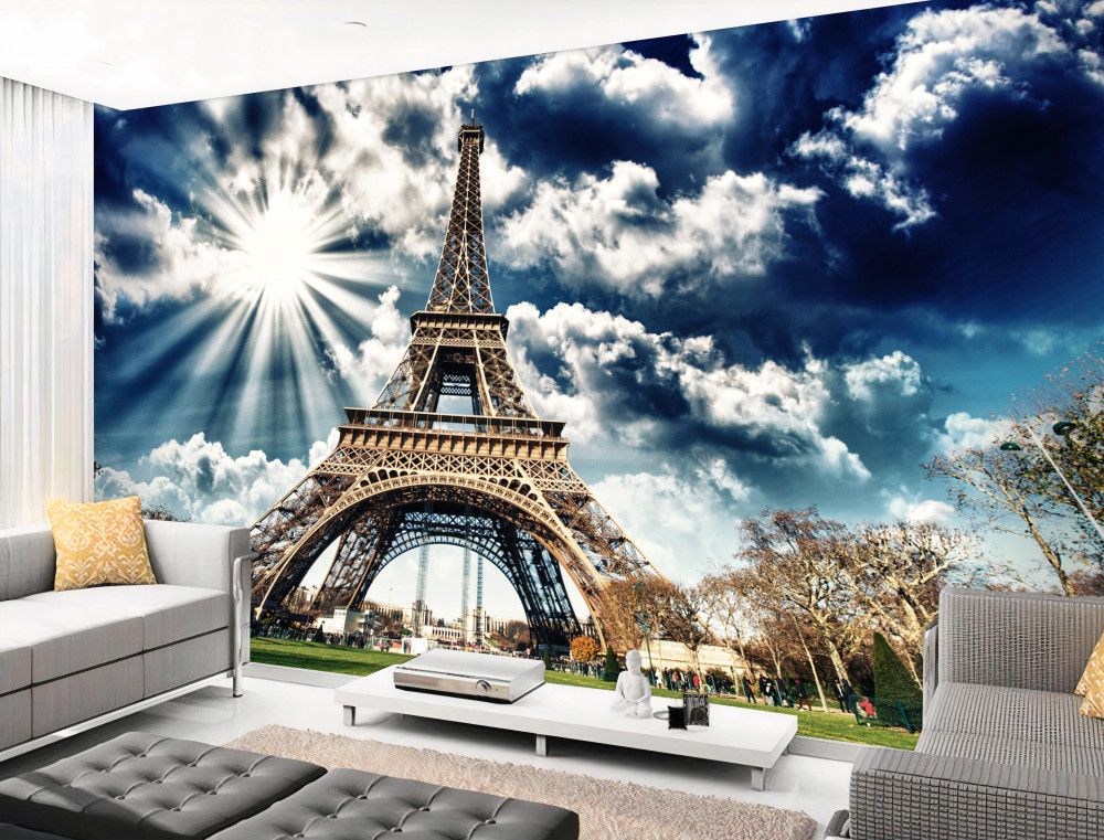 Fototapeta promienie słońca nad wieżą Eiffla