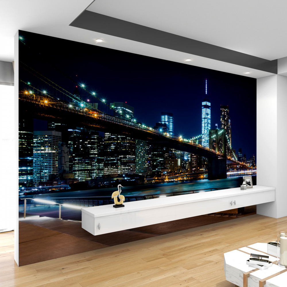 Fototapeta nocny most pomiędzy dzielnicami Nowego Jorku