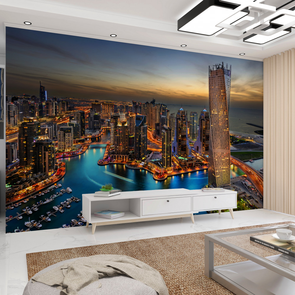 Fototapeta wieczorny widok na domy Dubaju