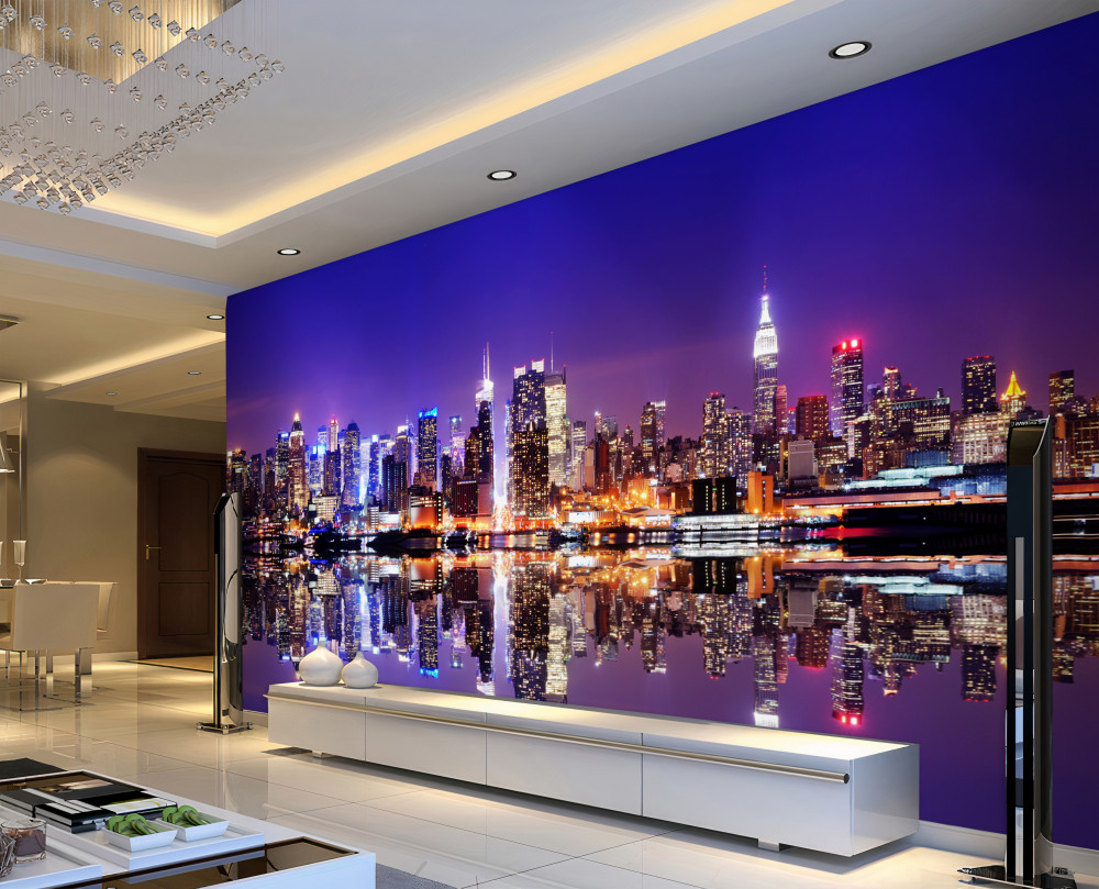 Fototapeta duże miasto z nocnym oświetleniem