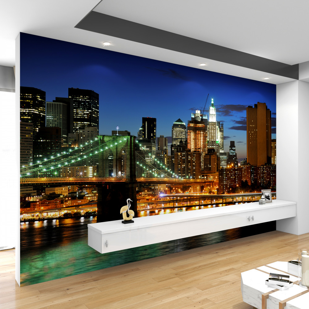 Fototapeta widok na Nowy Jork nocą z drugiej strony