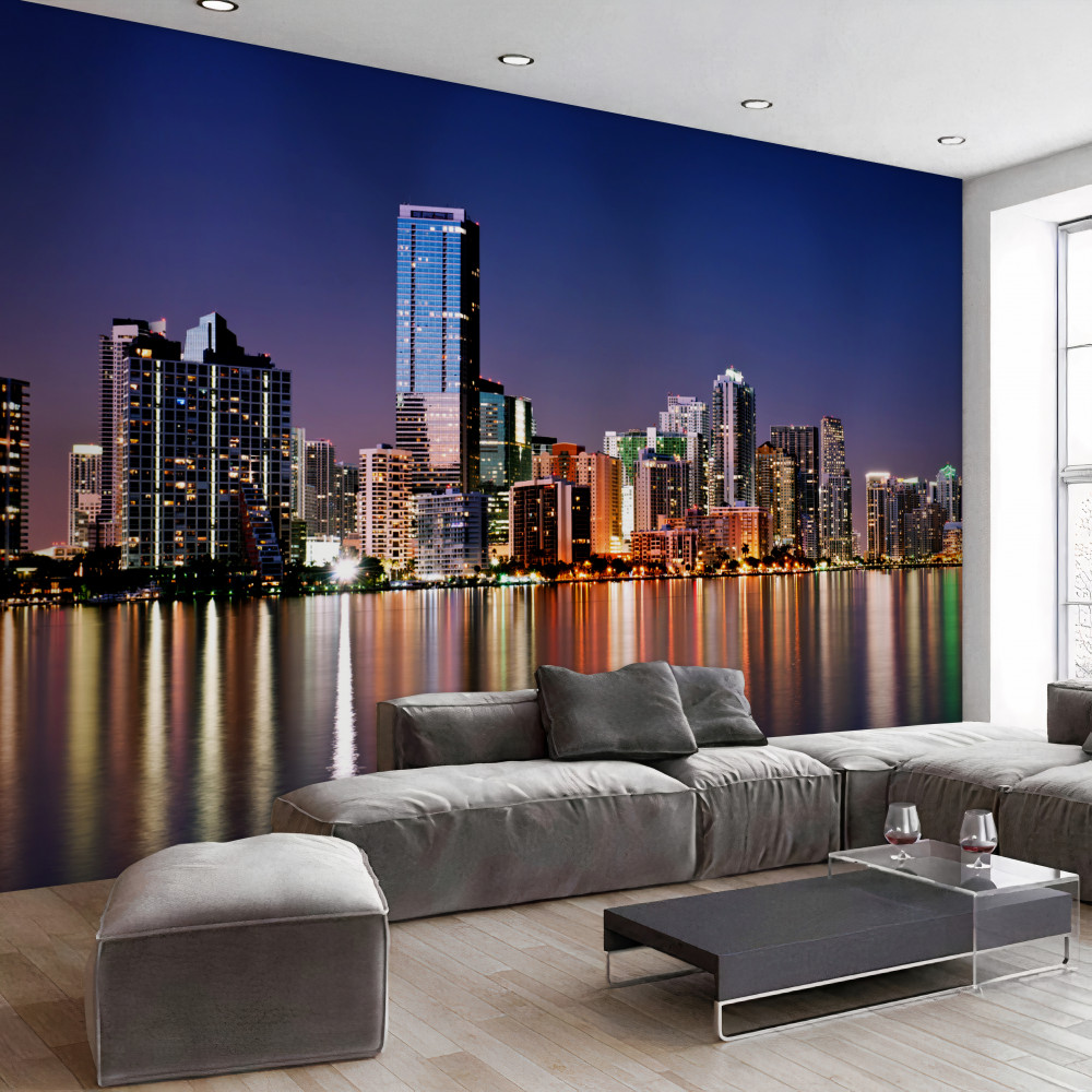 Fototapeta metropolia z nocnym oświetleniem