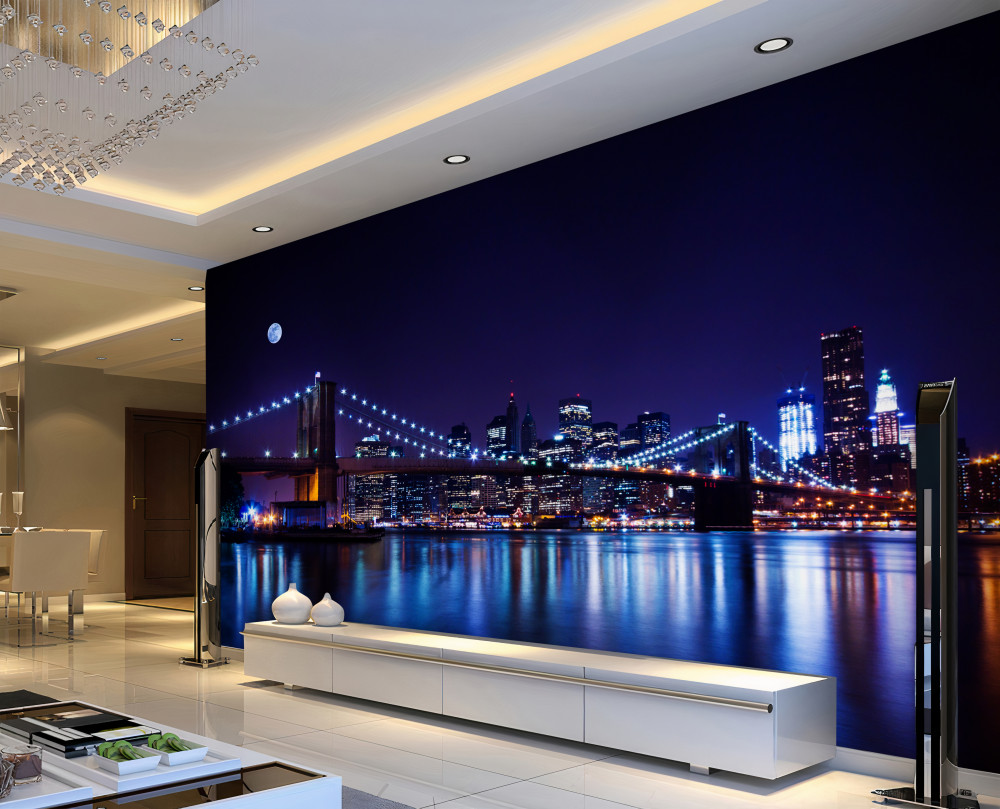 Fototapeta odbicie nocnych świateł miasta w wodzie