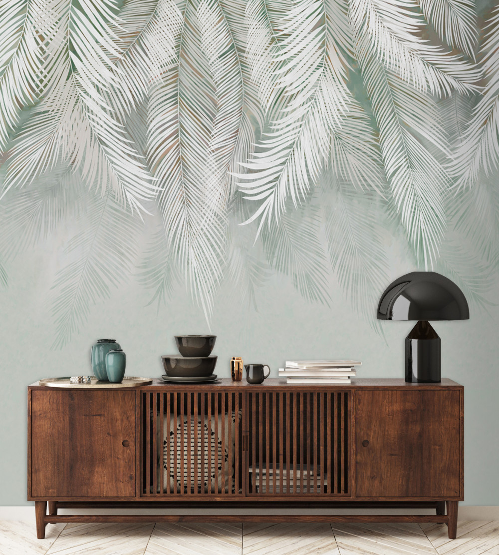 Fototapeta w dół pierzastych liści