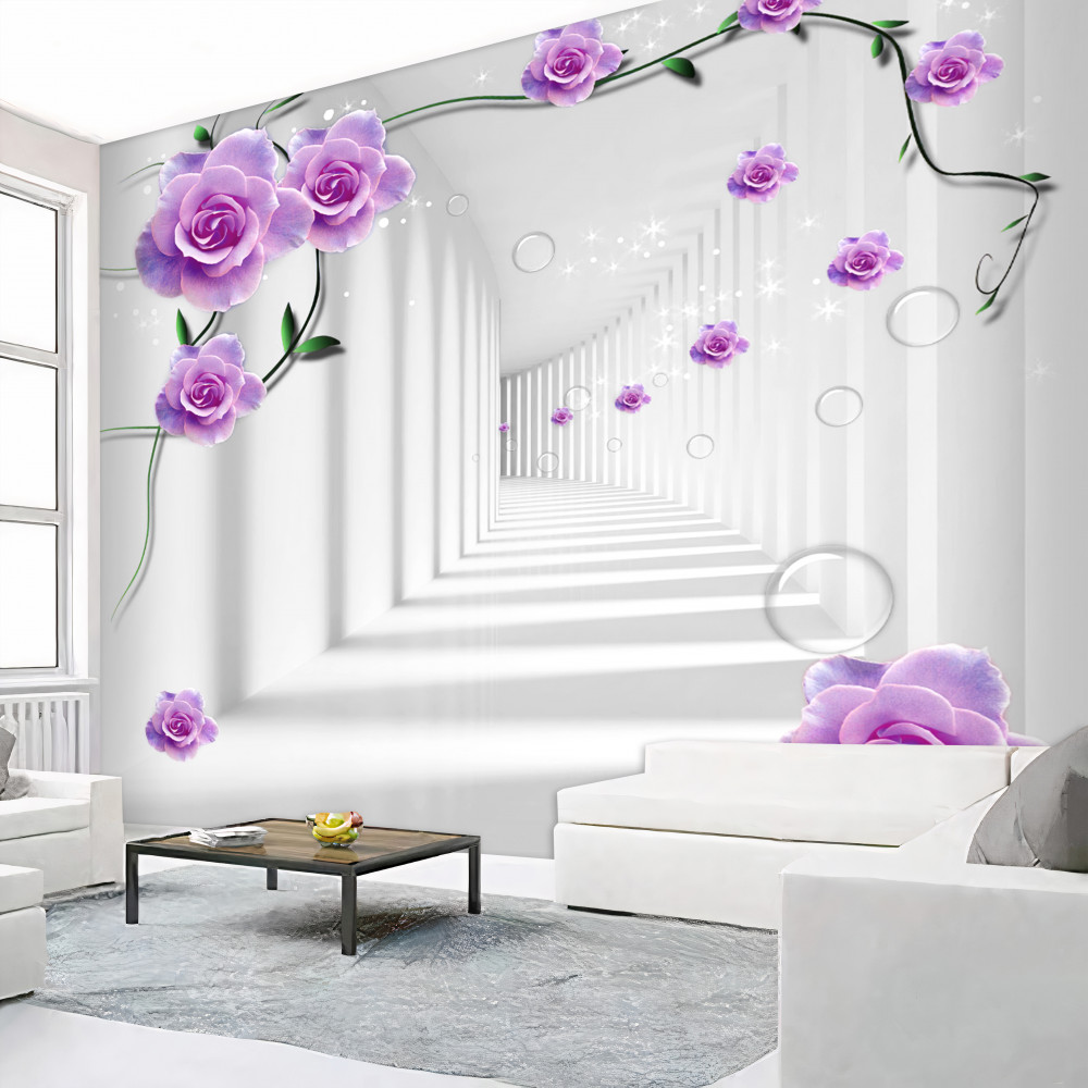 Fototapeta kwitnące kwiaty na tle tunelu