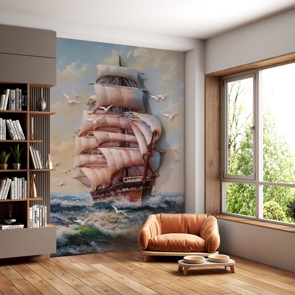 Fototapeta piękna żaglówka podczas burzy