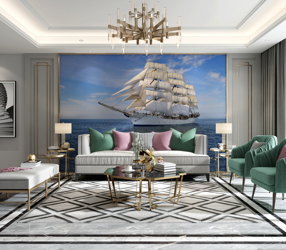 Fototapeta żaglowiec na spokojnym morzu