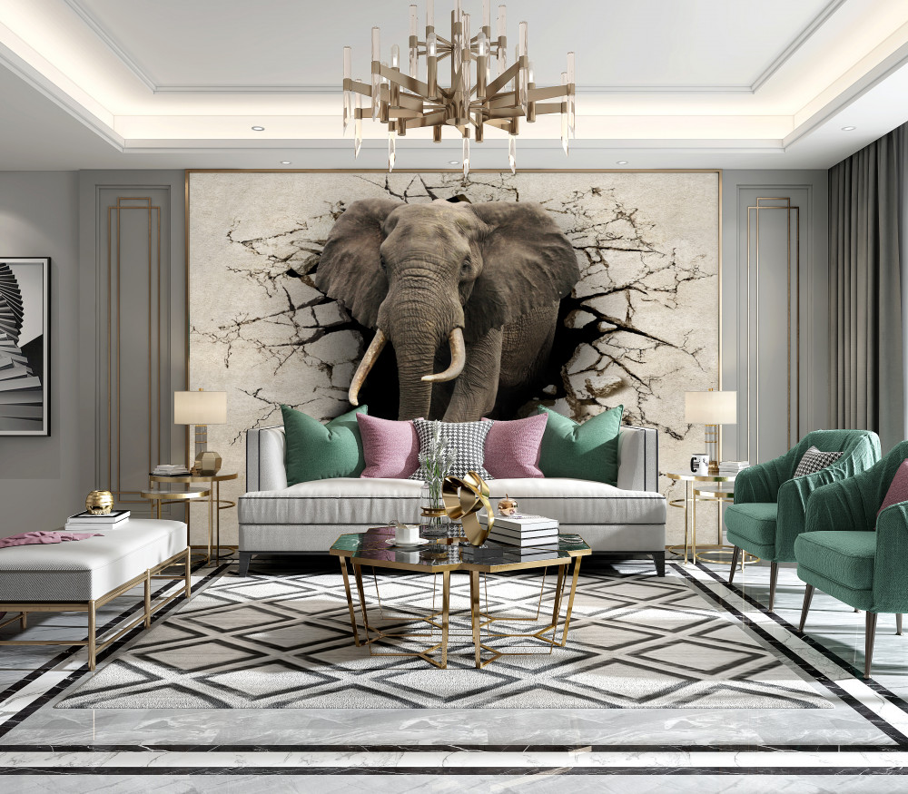 Fototapeta słoń przechodzi przez ścianę