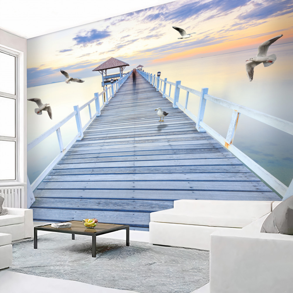 Fototapeta drewniany most do oceanu