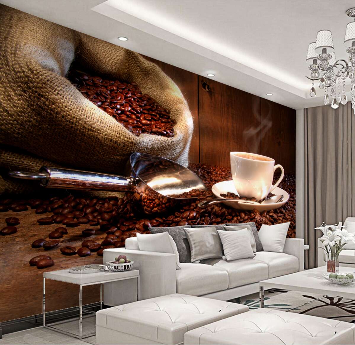 Fototapeta Filiżanka kawy na ziarnach kawy