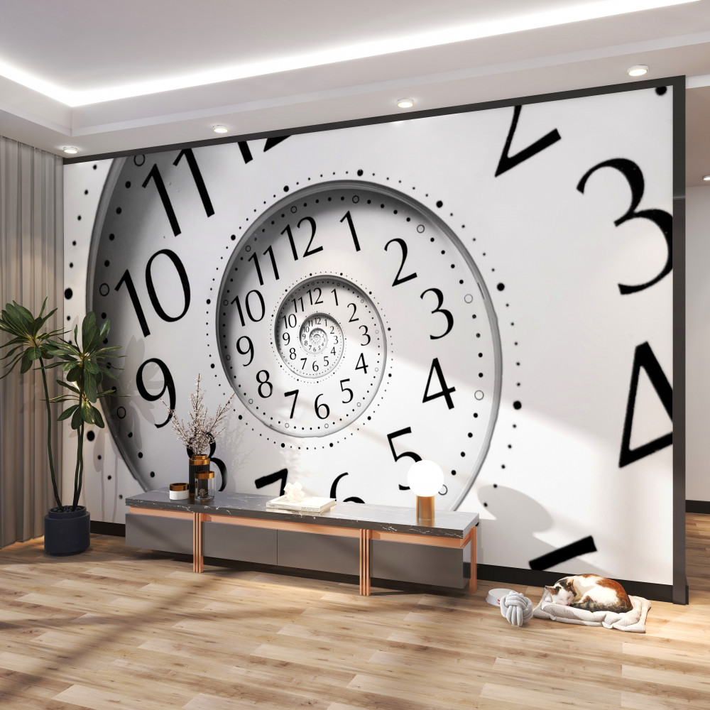 Fototapeta spiralny biały zegar