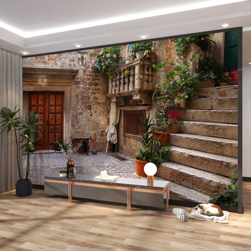 Fototapeta stare schody na podwórku