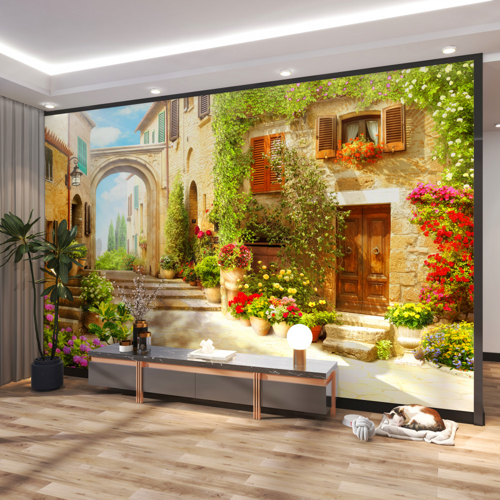 Fototapeta kącik kwiatów na ulicy