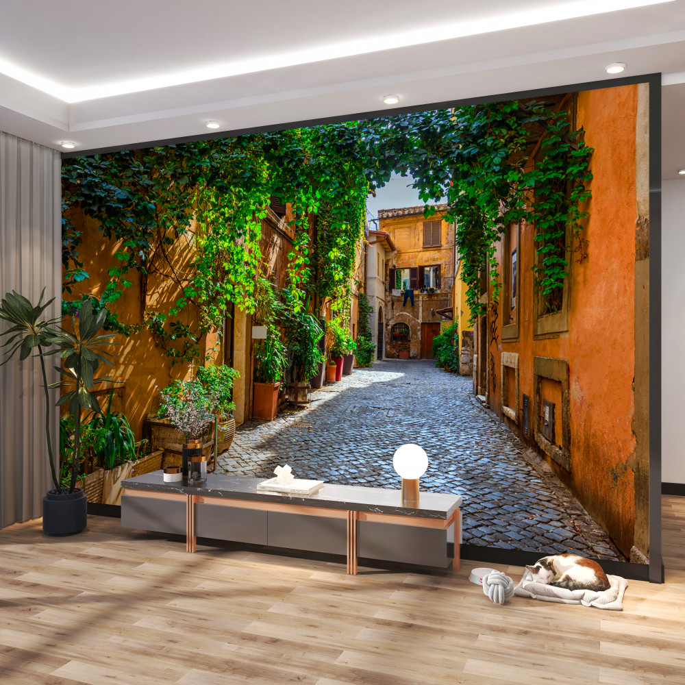 Fototapeta przytulny włoski dziedziniec w zieleni