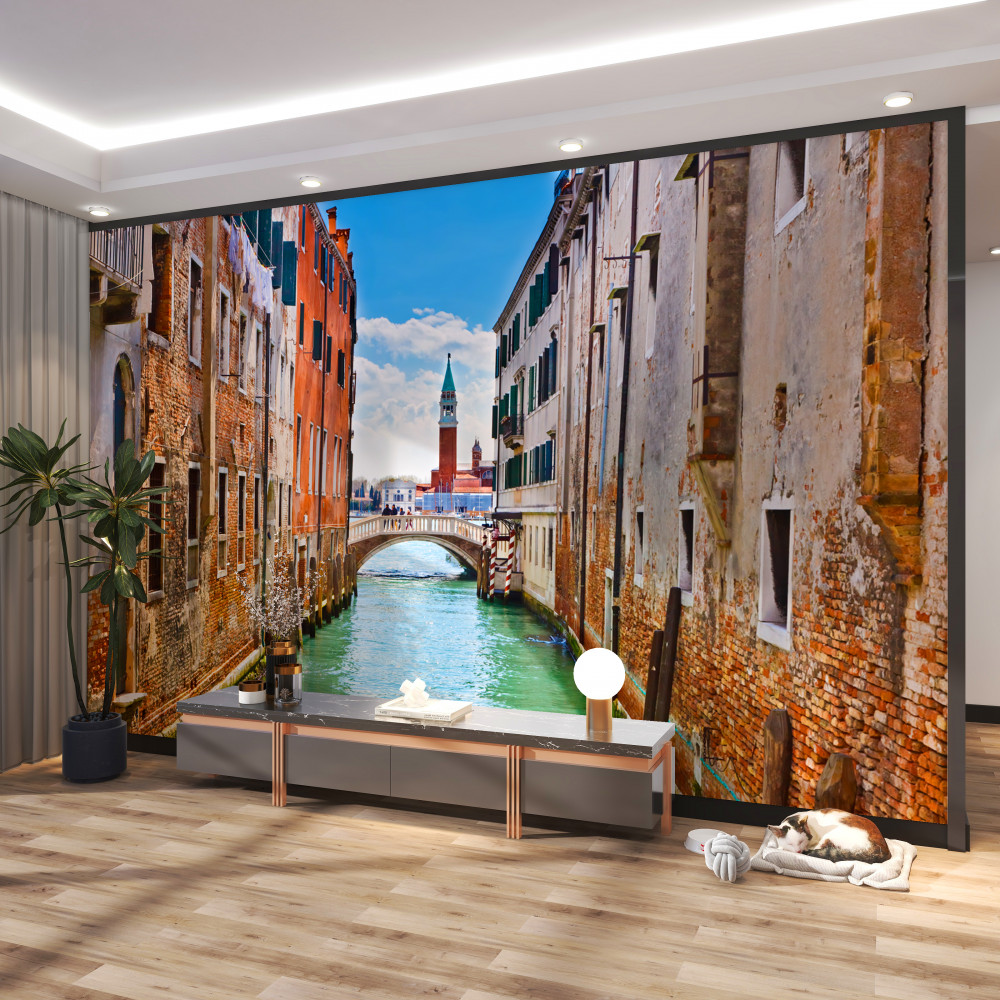 Fototapeta kanał z widokiem na zamek w Wenecji
