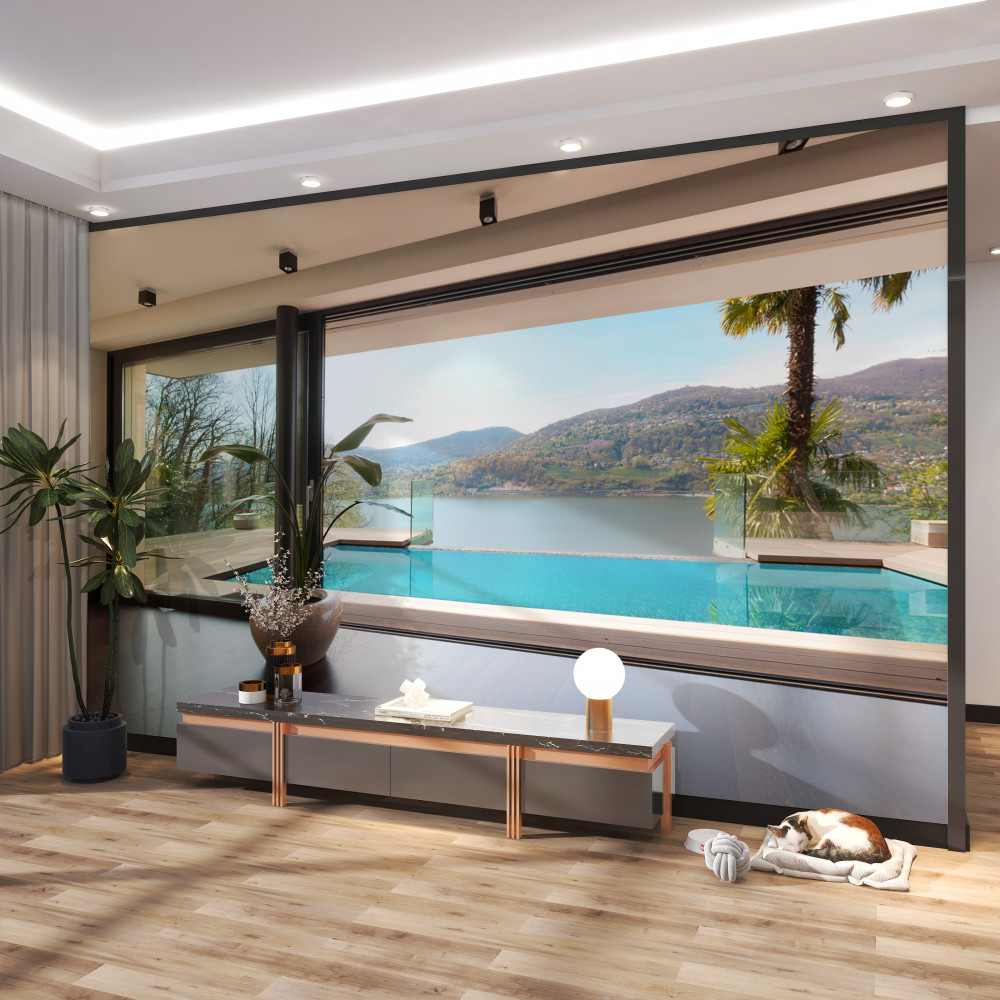 Fototapeta luksusowy basen z widokiem na góry