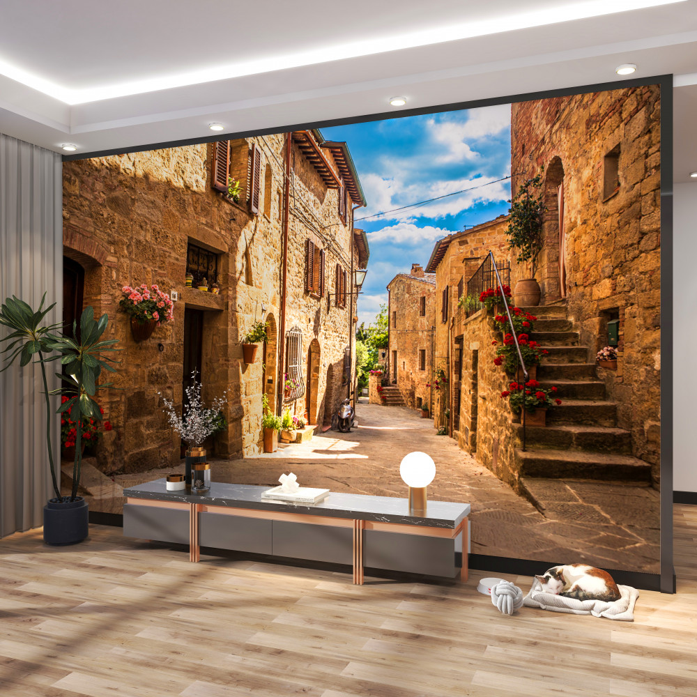 Fototapeta ulica w letni dzień w toskanii