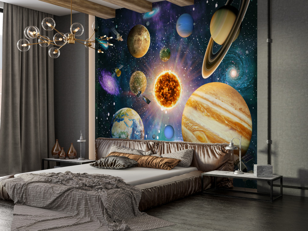 Fototapeta planety o różnych kształtach i kolorach