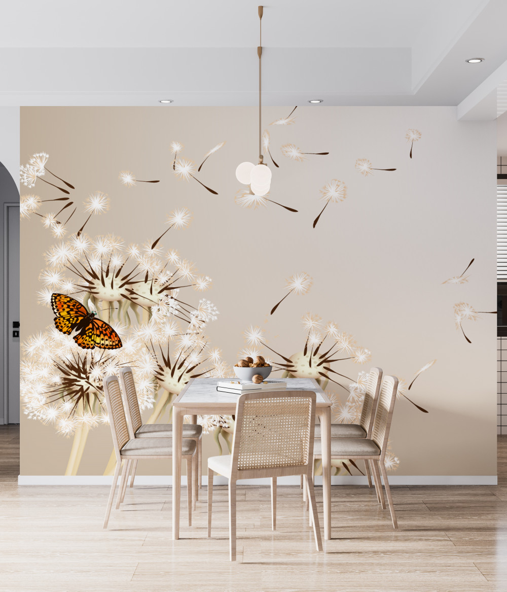 Fototapeta motyl na delikatnych mleczach