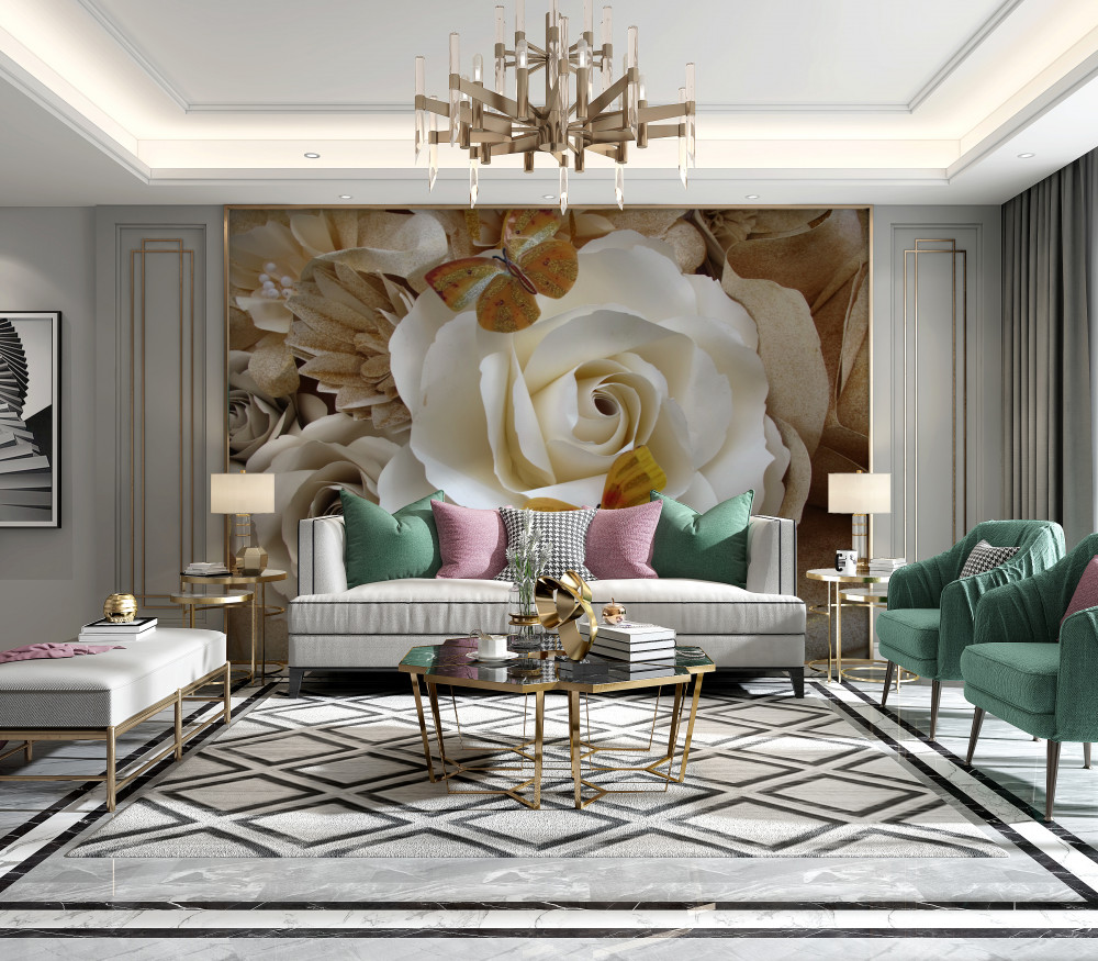 Fototapeta motyle osiedliły się w dużym białym lesie