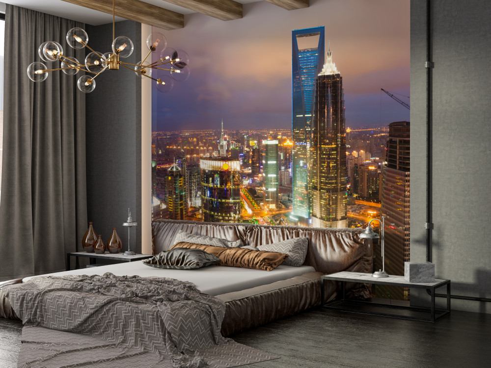 Fototapeta dachy nocnego miasta