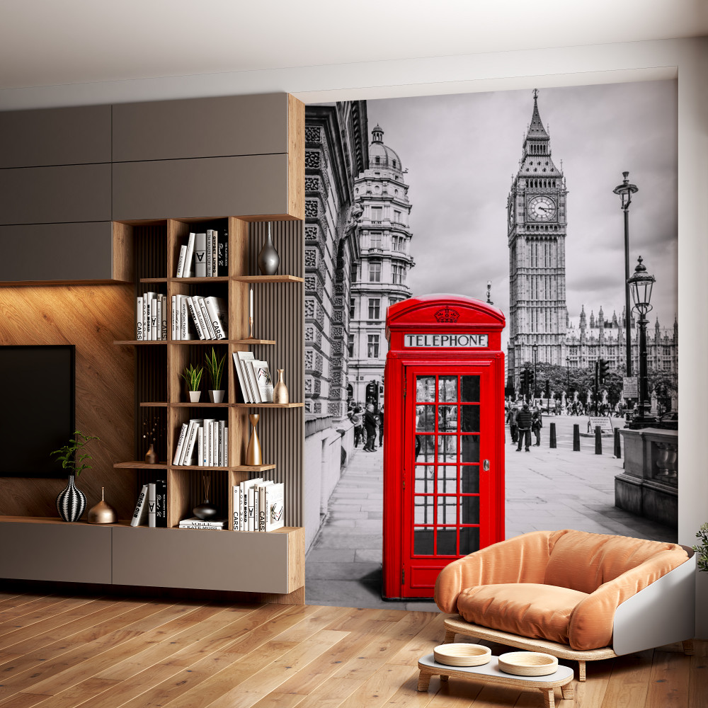 Fototapeta czerwona budka telefoniczna z Big Benem w tle
