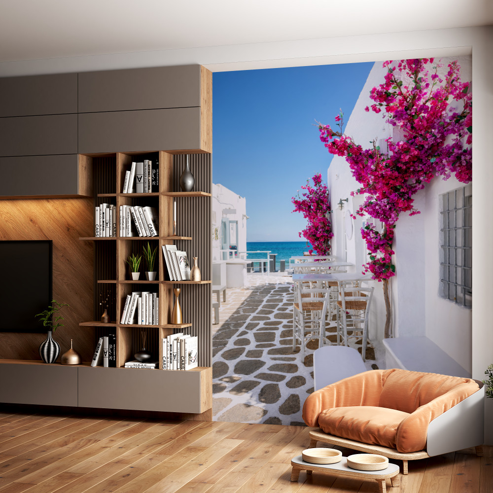 Fototapeta biała ulica z dostępem do morza