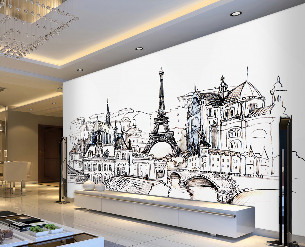 Fototapeta Atrakcje Paryża ołówkiem