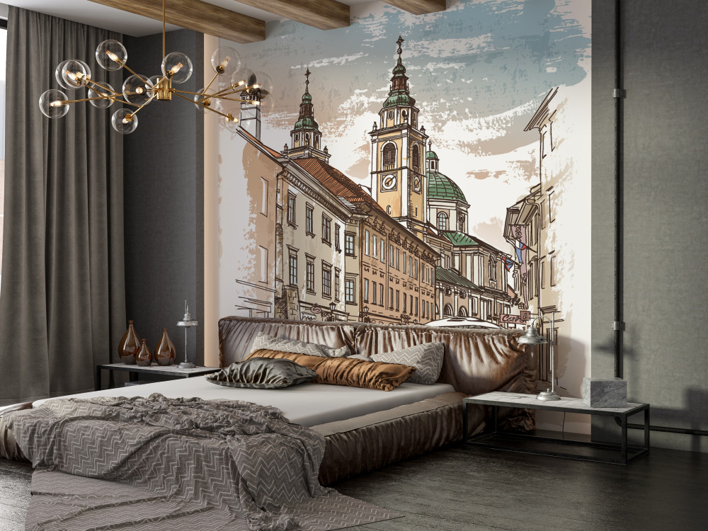 Fototapeta stare miasto ołówkiem