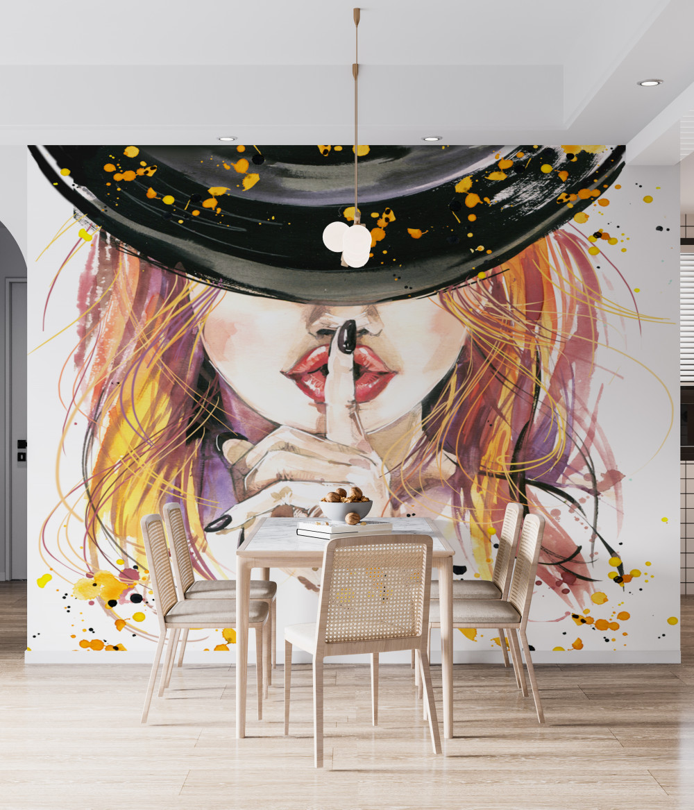 Fototapeta dziewczyna w czarnym kapeluszu