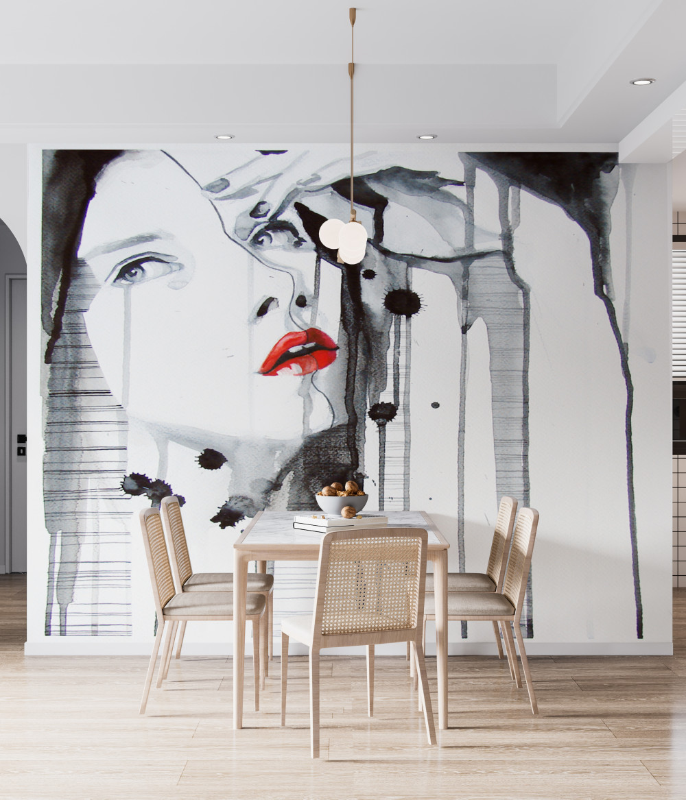 Fototapeta wizerunek kobiety z czerwonymi ustami