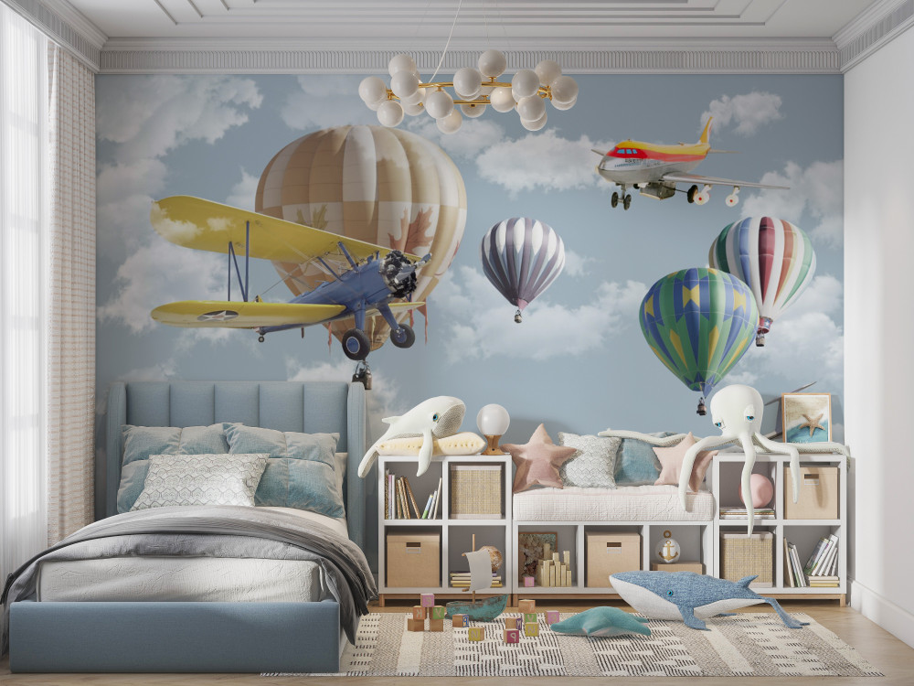 Fototapeta zawody lotnicze samolotów i balonów