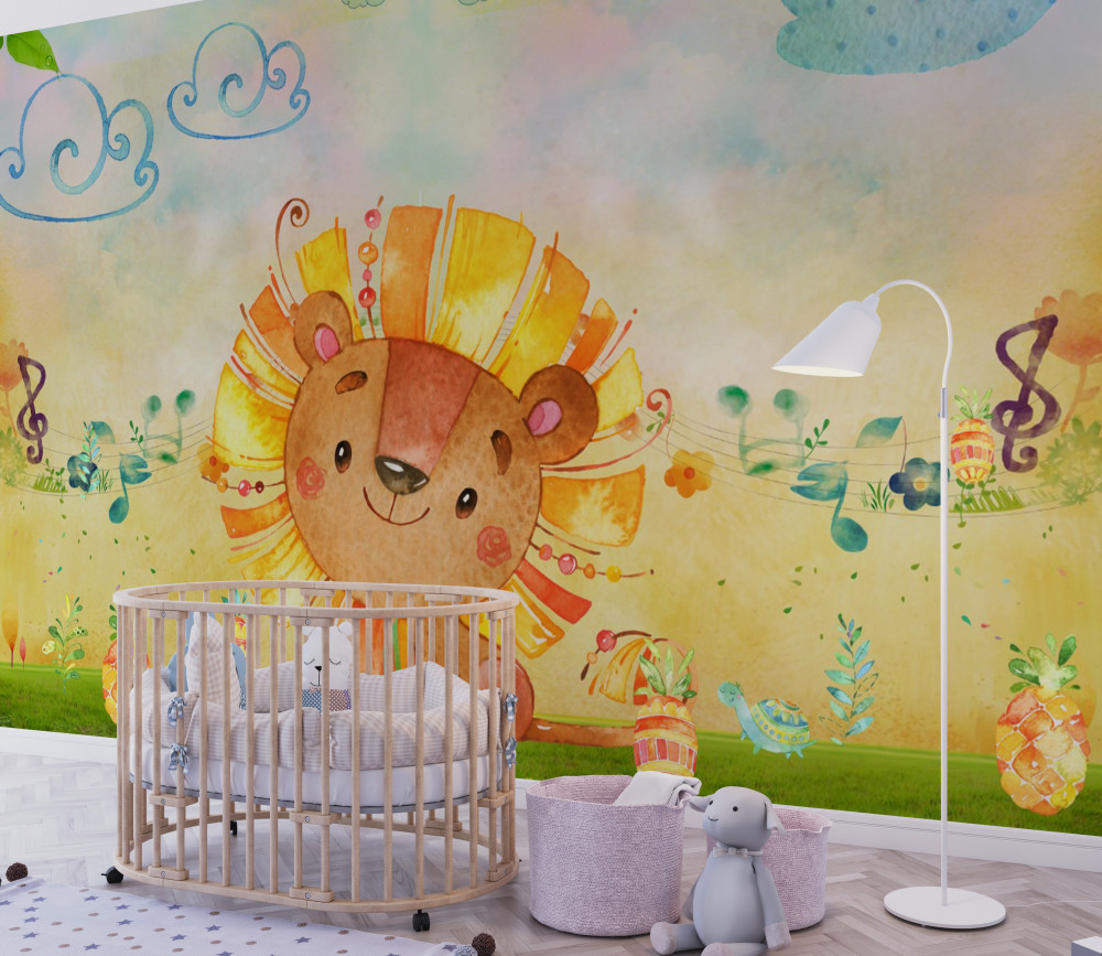 Fototapeta uśmiechające się lwiątko na łące