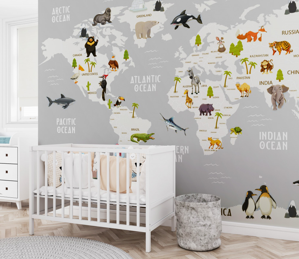 Fototapeta mapa dzikich zwierząt