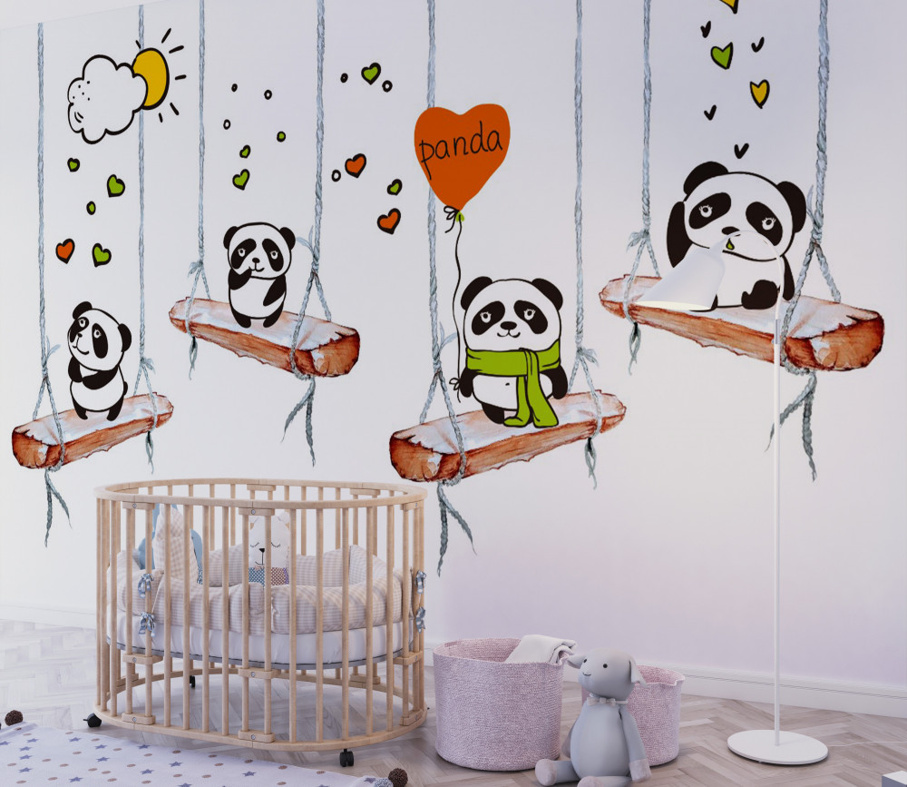 Fototapeta panda na huśtawce