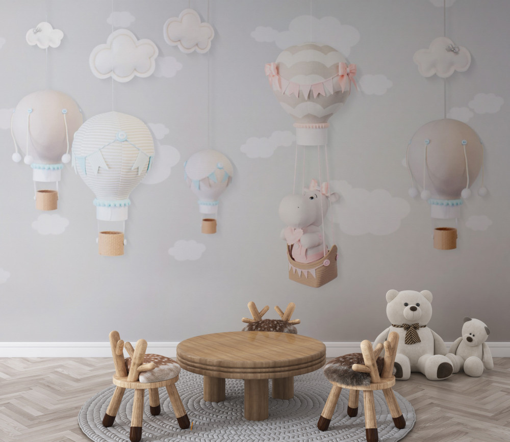 Fototapeta hipopotam w balonie