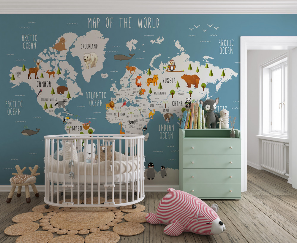 Fototapeta mapa w stylu kreskówki