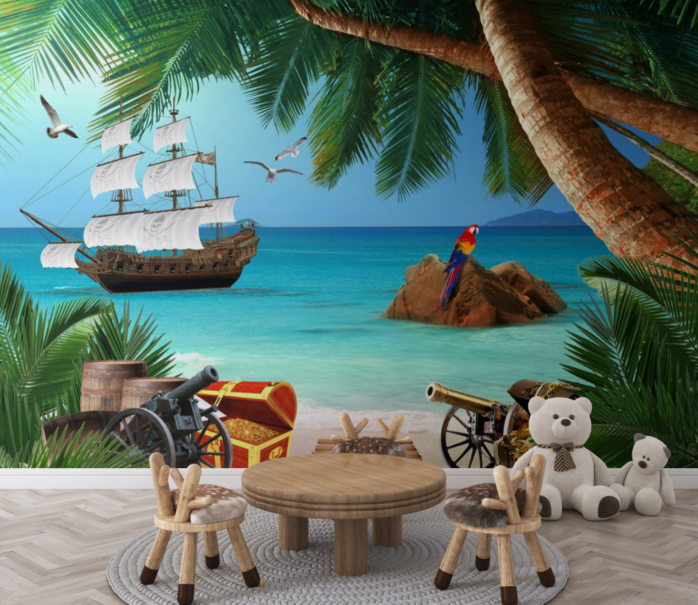 Fototapeta widok na statek na wyspie piratów