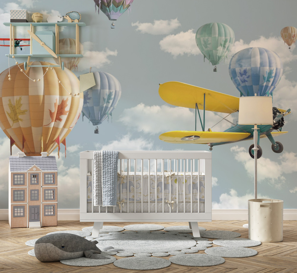 Fototapeta samoloty i balony na niebie